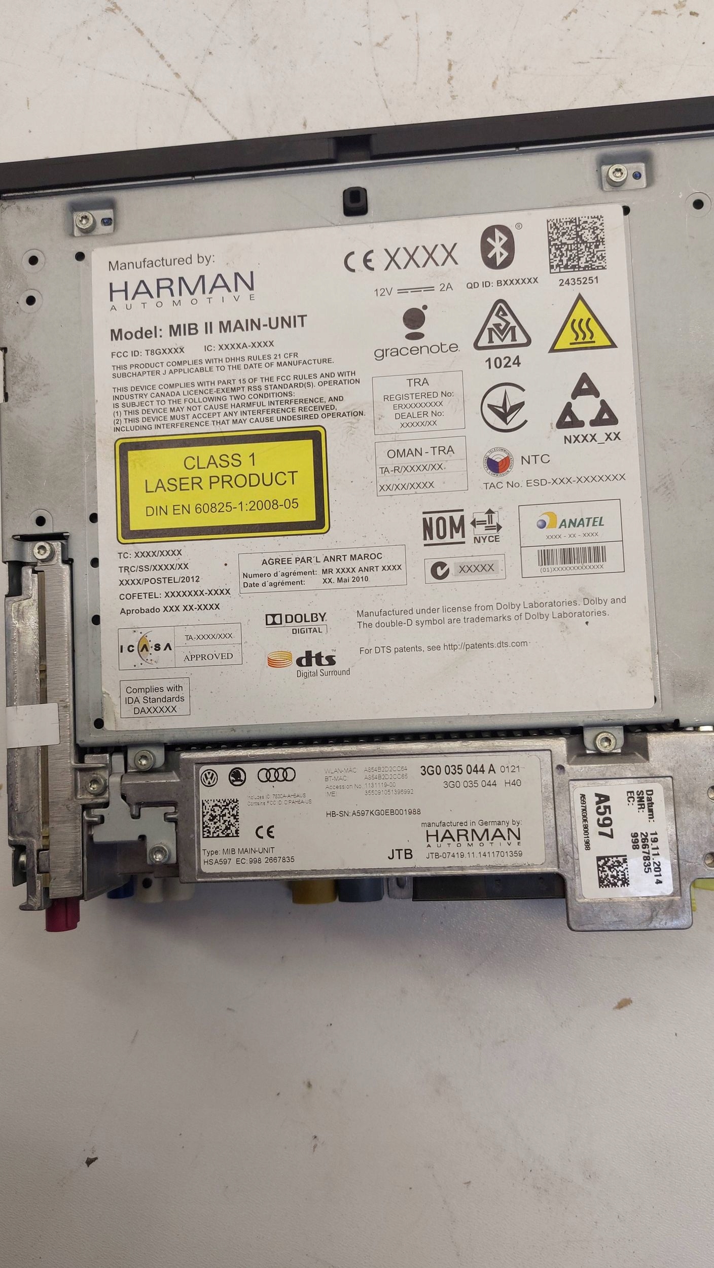 VW PASSAT B8 GOLF VII 7 navigation player 3G0035044A EUROPA