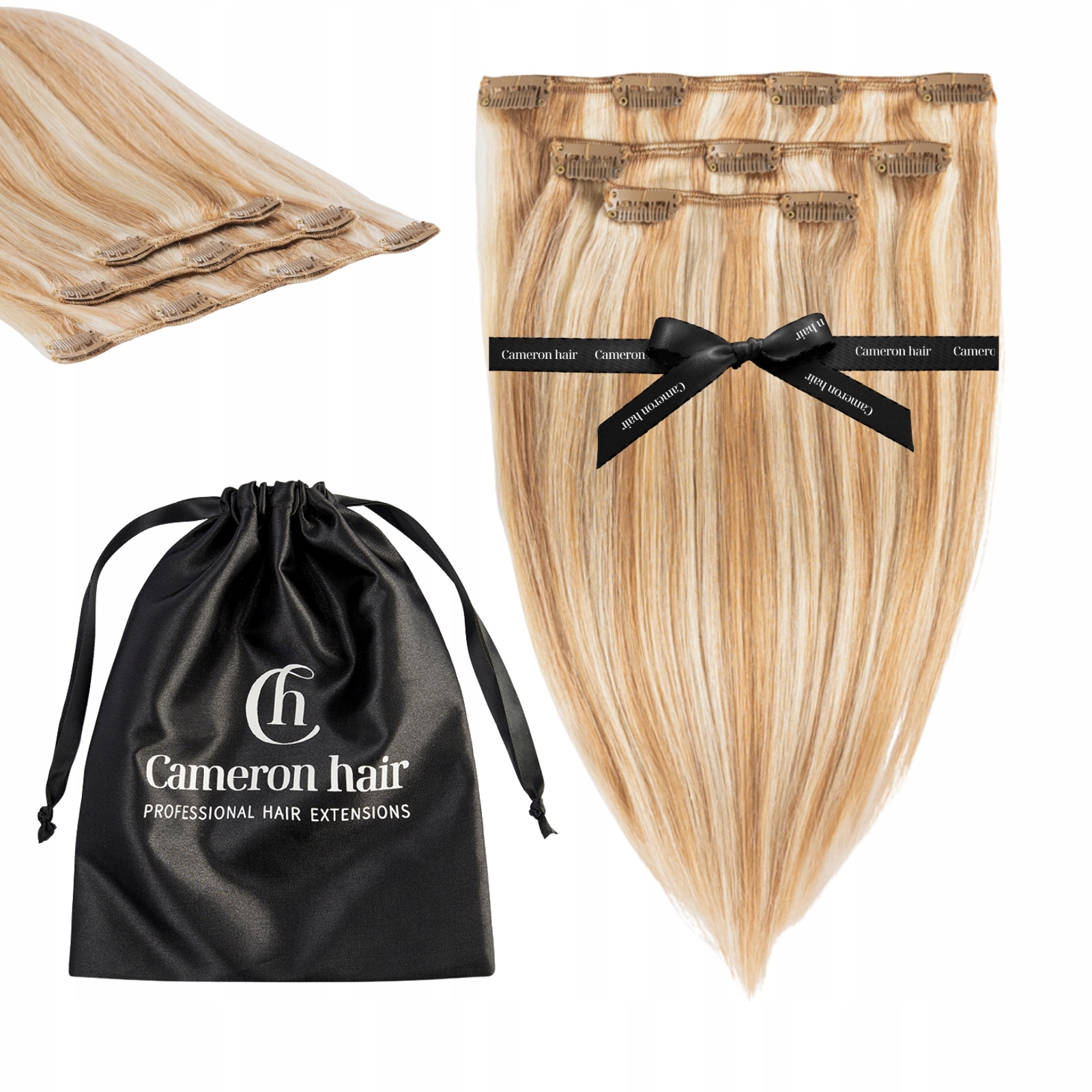 Přírodní vlasy Clip In 30 cm 3 pásky 50 gramů #7/613 Karamel