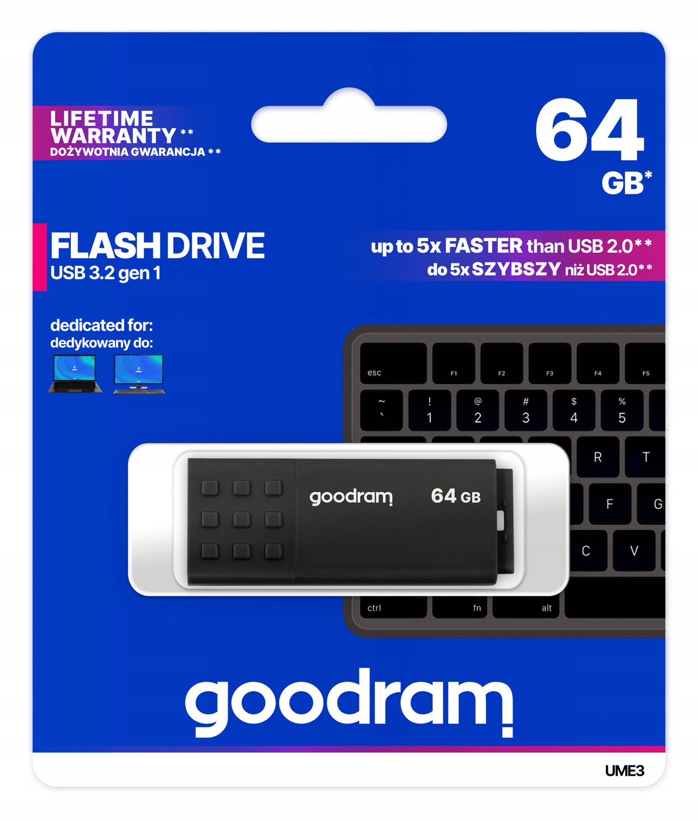 Pendrive Goodram UME3 64 Gb Usb 3.0 Usb 3.2 fekete