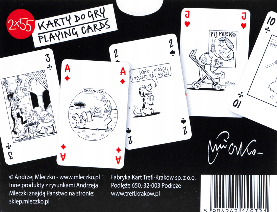 KARTY DO GRY TREFL MLECZKO 2X55