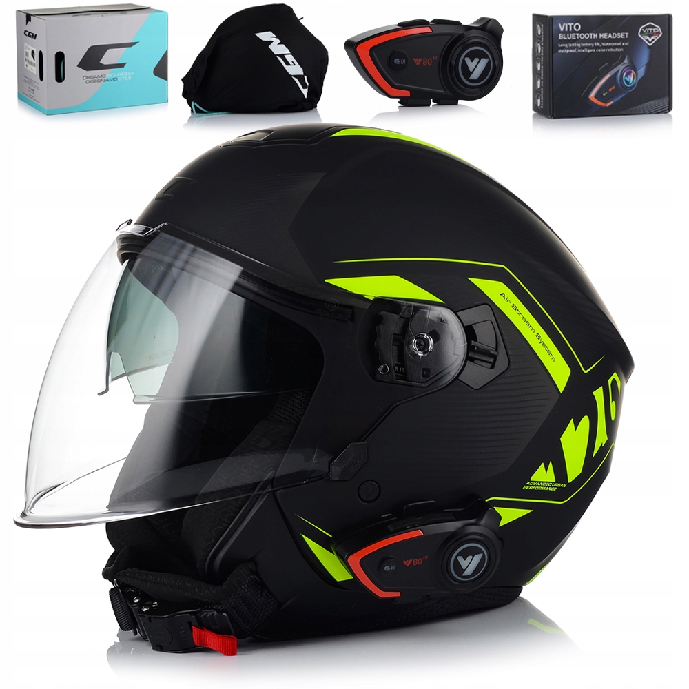 Motocyklová Prilba Cgm 126A Otvorený Skúter Chopper Clona Interkom