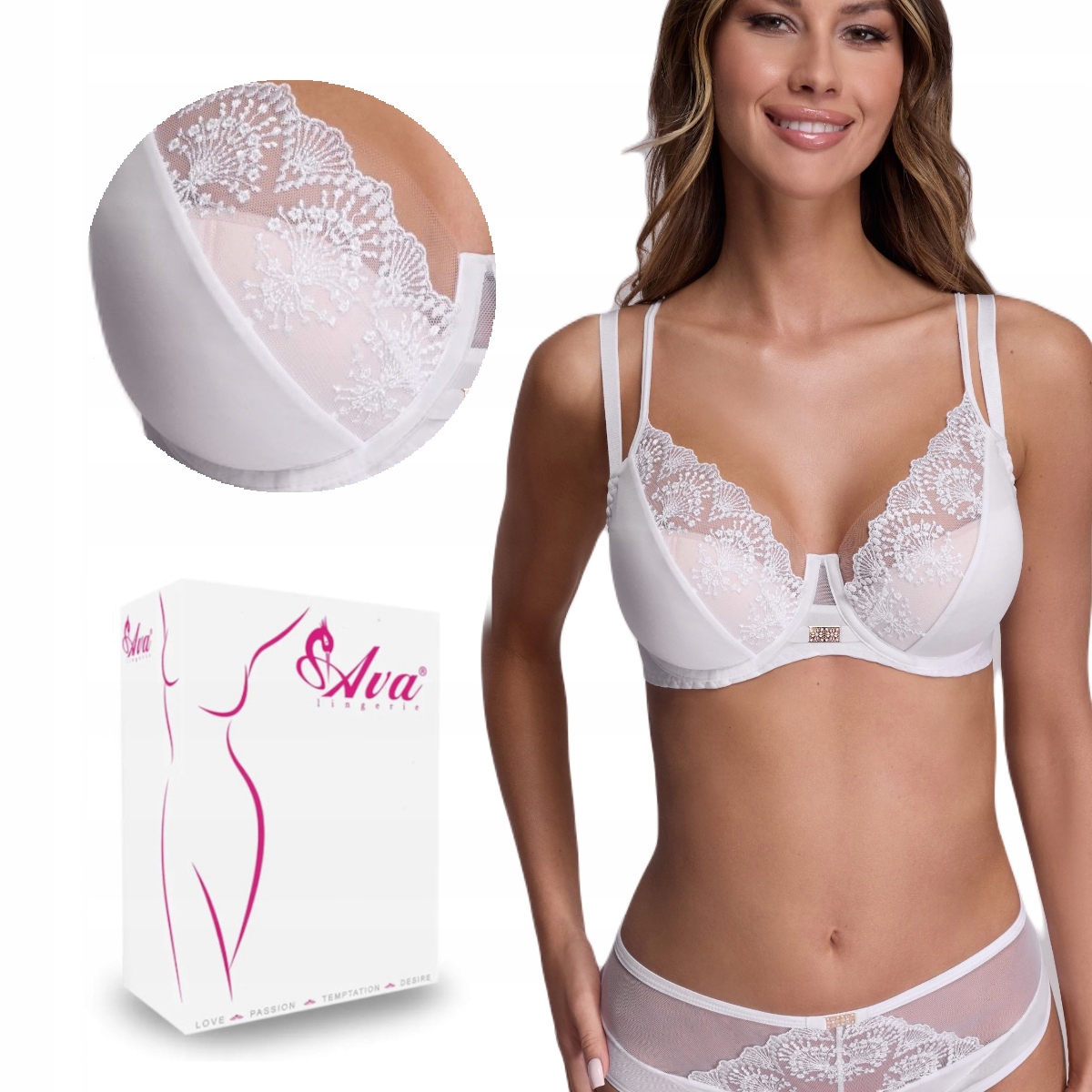 Podprsenka s výšivkou Semi Soft Av 2198 polovyztužená bílá 75K