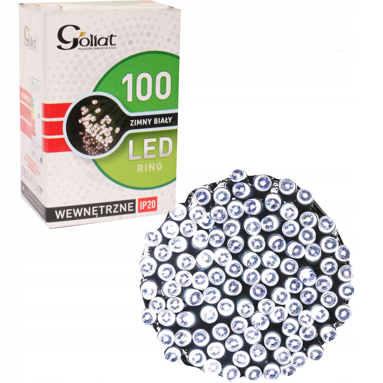 

Lampki Choinkowe 100 Led Ring Zimne Białe