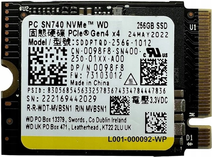 Dysk SSD Western Digital WD SN740 SDDPTQD-256G-1012 M.2 2230 256GB M.2 NVMe