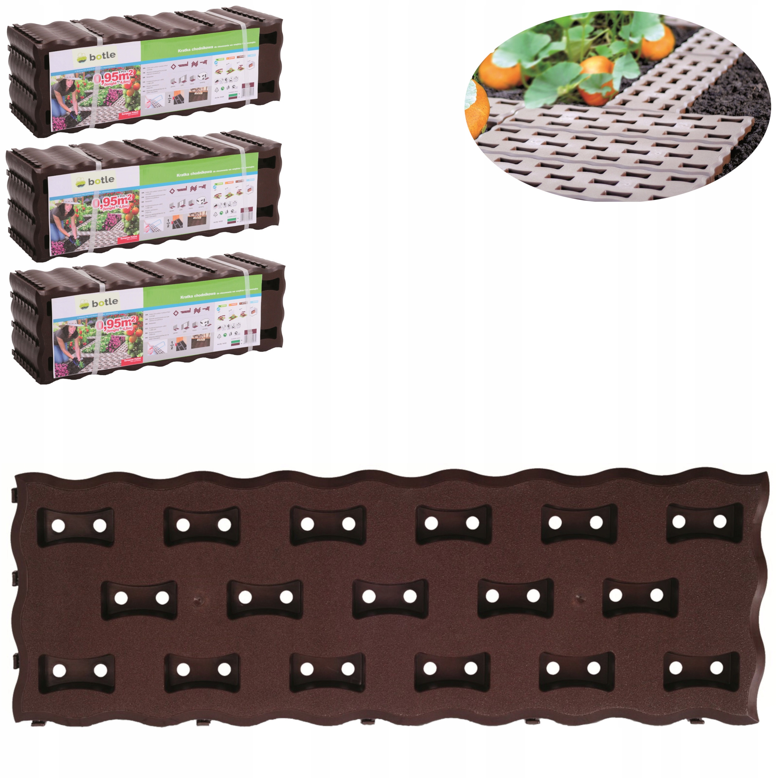 Mriežková doska panelový chodník záhradná cesta 2,85 m2 Plast hnedá 24ks