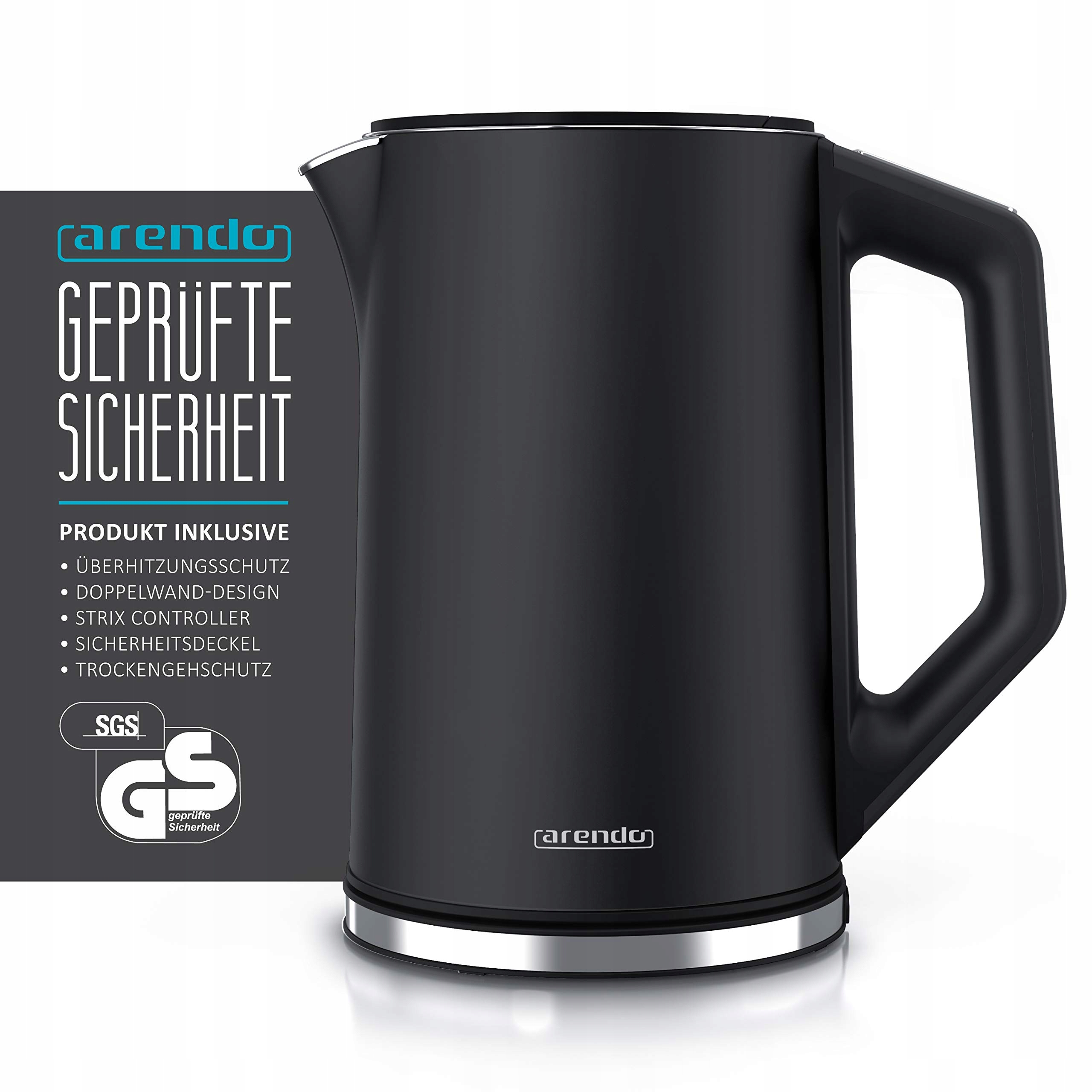 ARENDO Czajnik Elektryczny Stalowy 1,5L 2200W, Temp. 40-100°C — miniatura 2