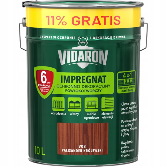 Vidaron Impregnat 9L 1L V08 Palisander Królewski do drewna powłokotwórczy