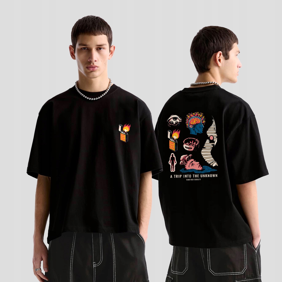 Tričko Kaotiko Unknown Trip S, černé, Městské