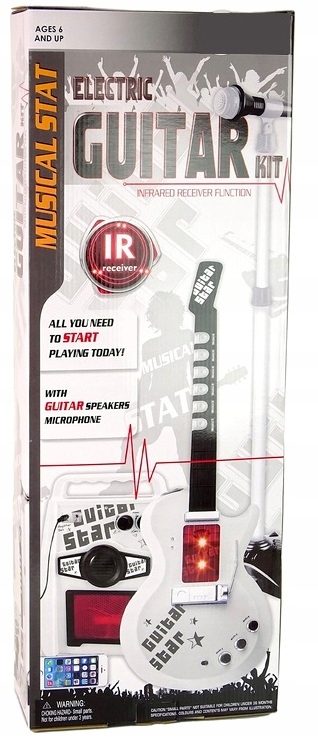 GITARA ROCKOWA DZIECI ŚWIECI GRA STRUNY INSTRUMENT Materiał karton plastik