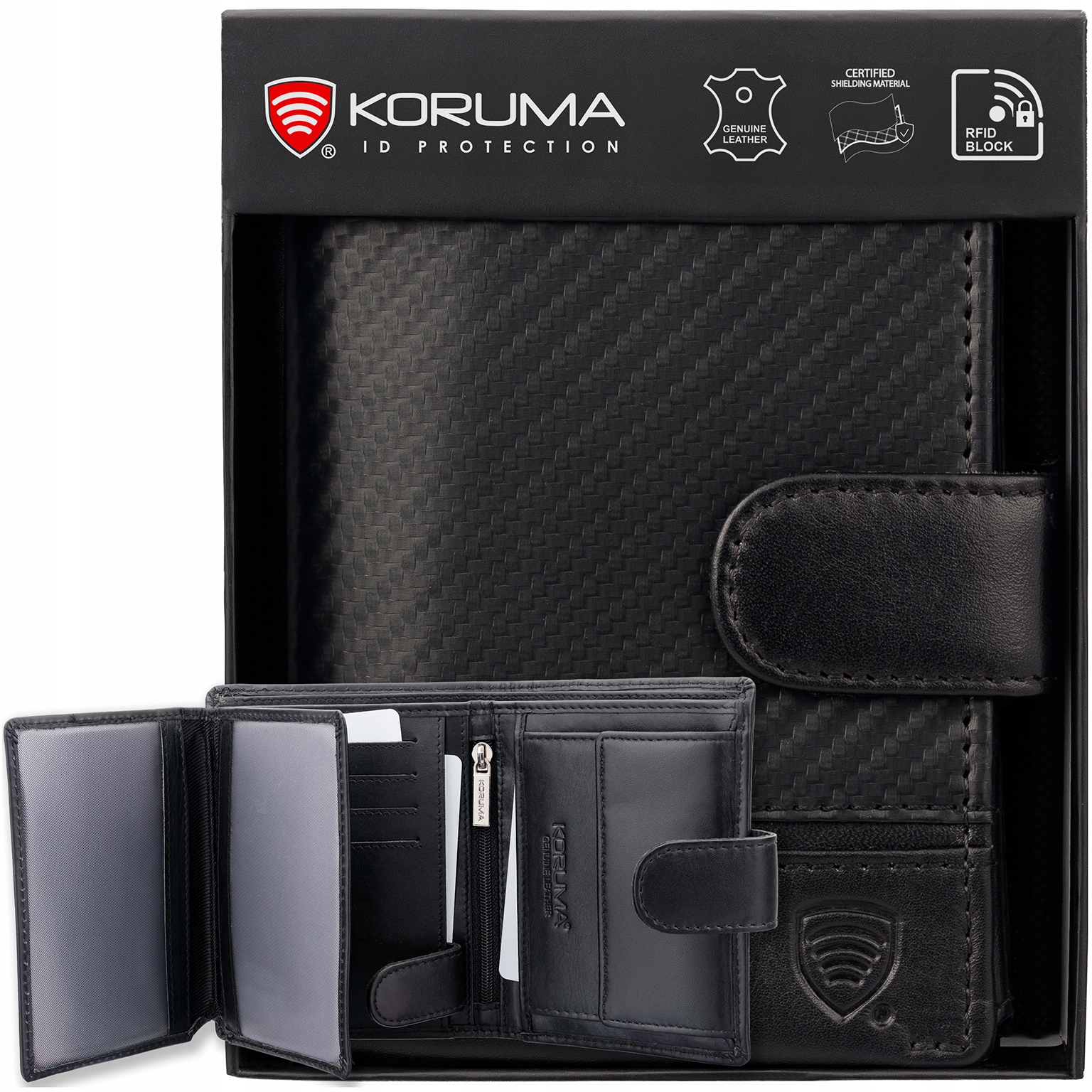 Pánská Kožená Peněženka na karty a mince Ochrana Rfid Block Carbon Koruma