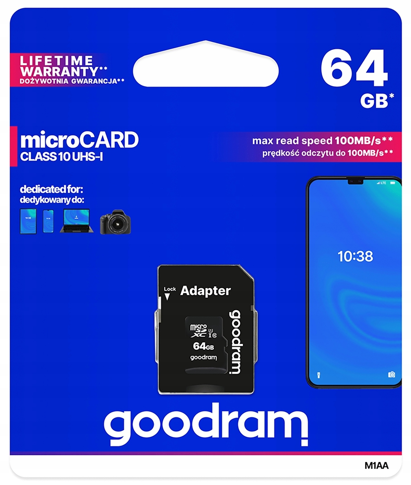 Karta MicroSD GOODRAM 64GB CL10 + Adapter SD Micro