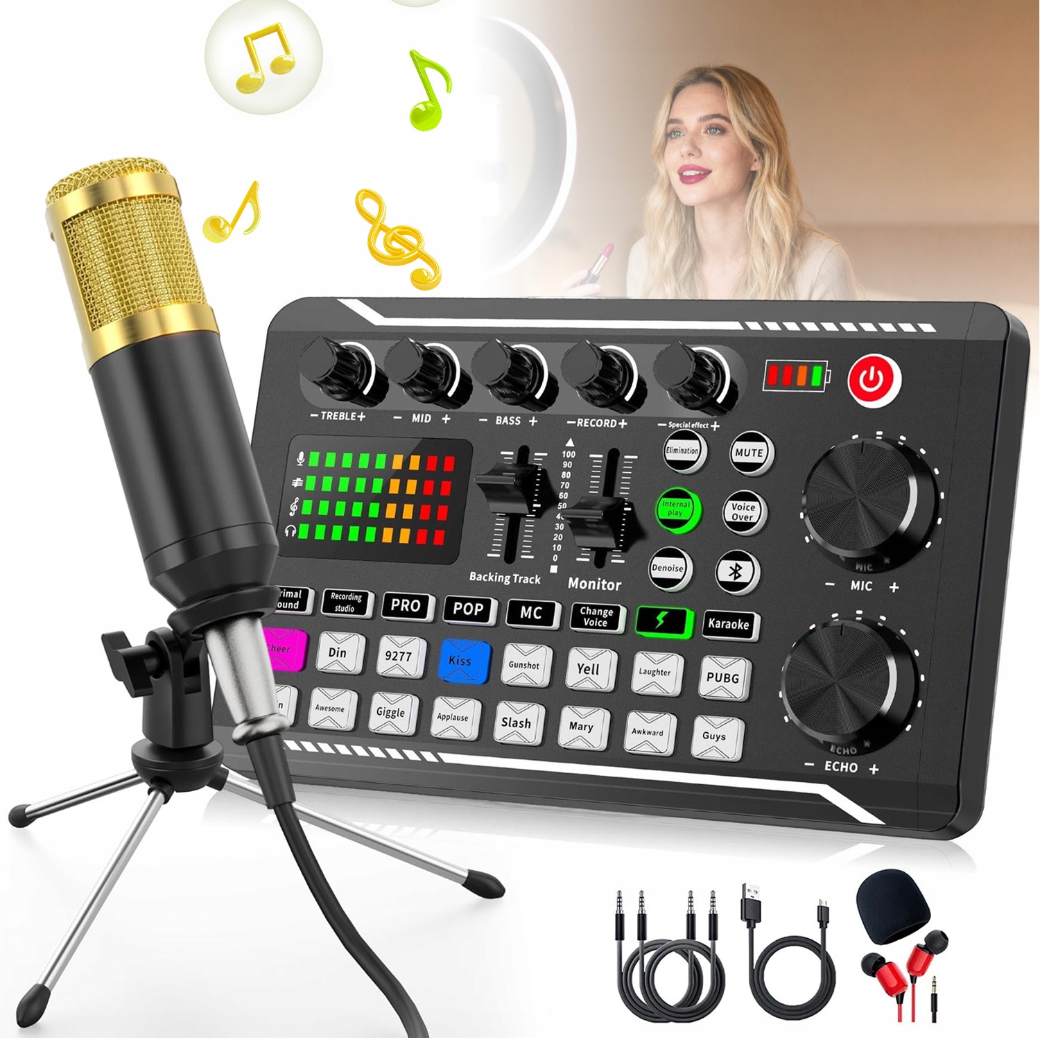 Studiový Mikrofon, Kondenzátorová Zvuková Karta, Mixážní Pult, Profesionální Sada