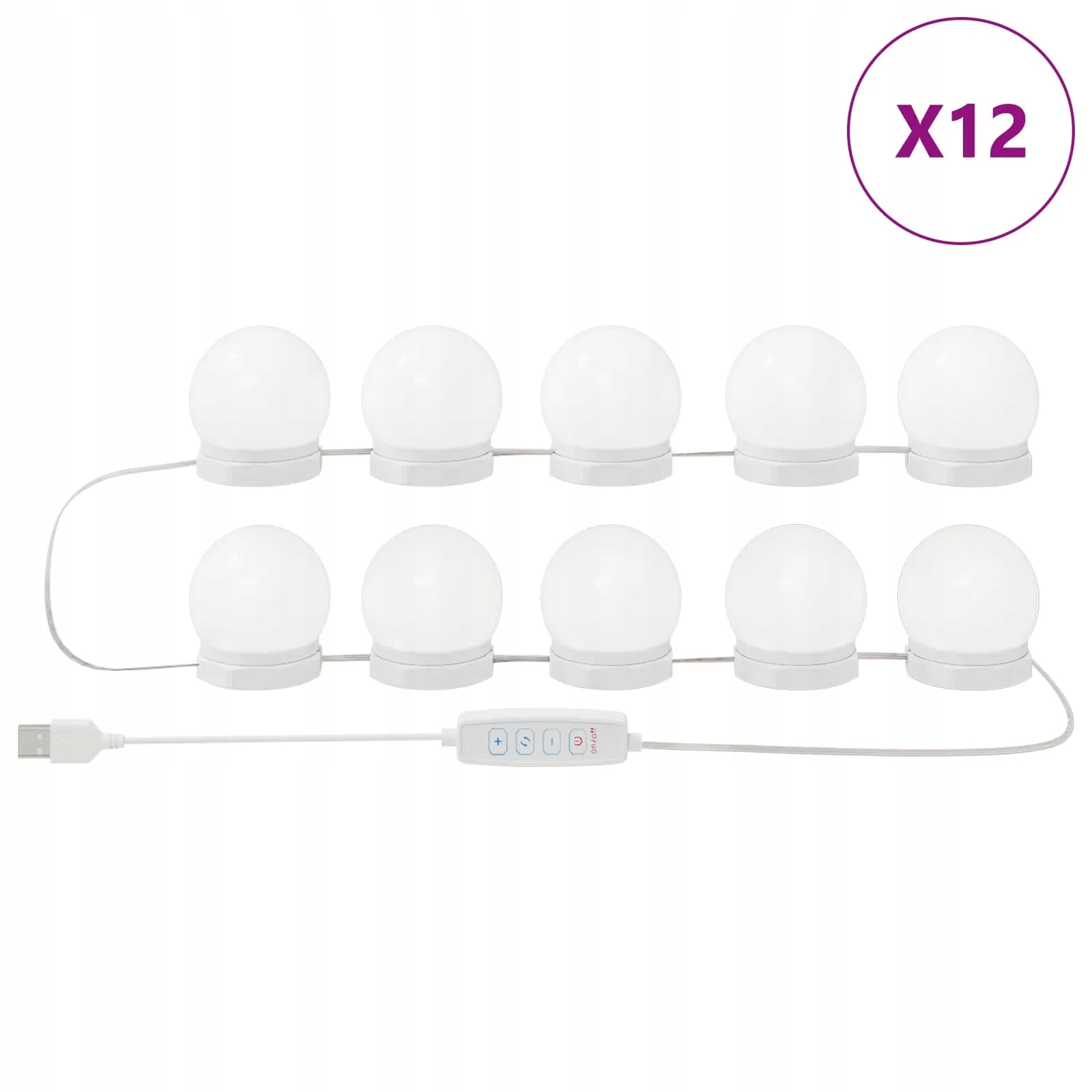 Zrcadlová světla s Led světly 12ks, bílá, 4.5 x 4.5 x 4.8 cm