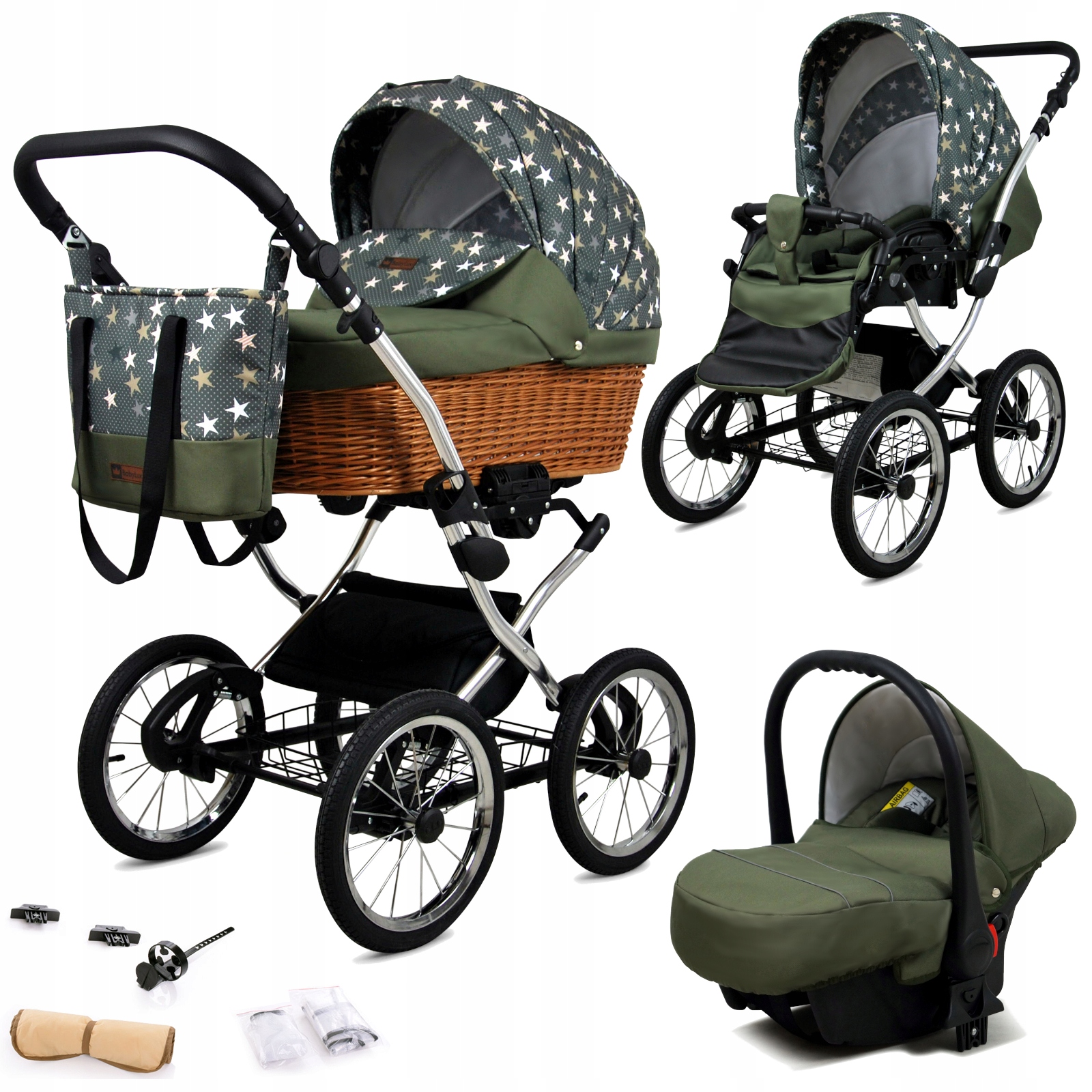 Wózek 3w1 BabyLux Classic Exclusive spacerówka gondola fotelik samochodowy