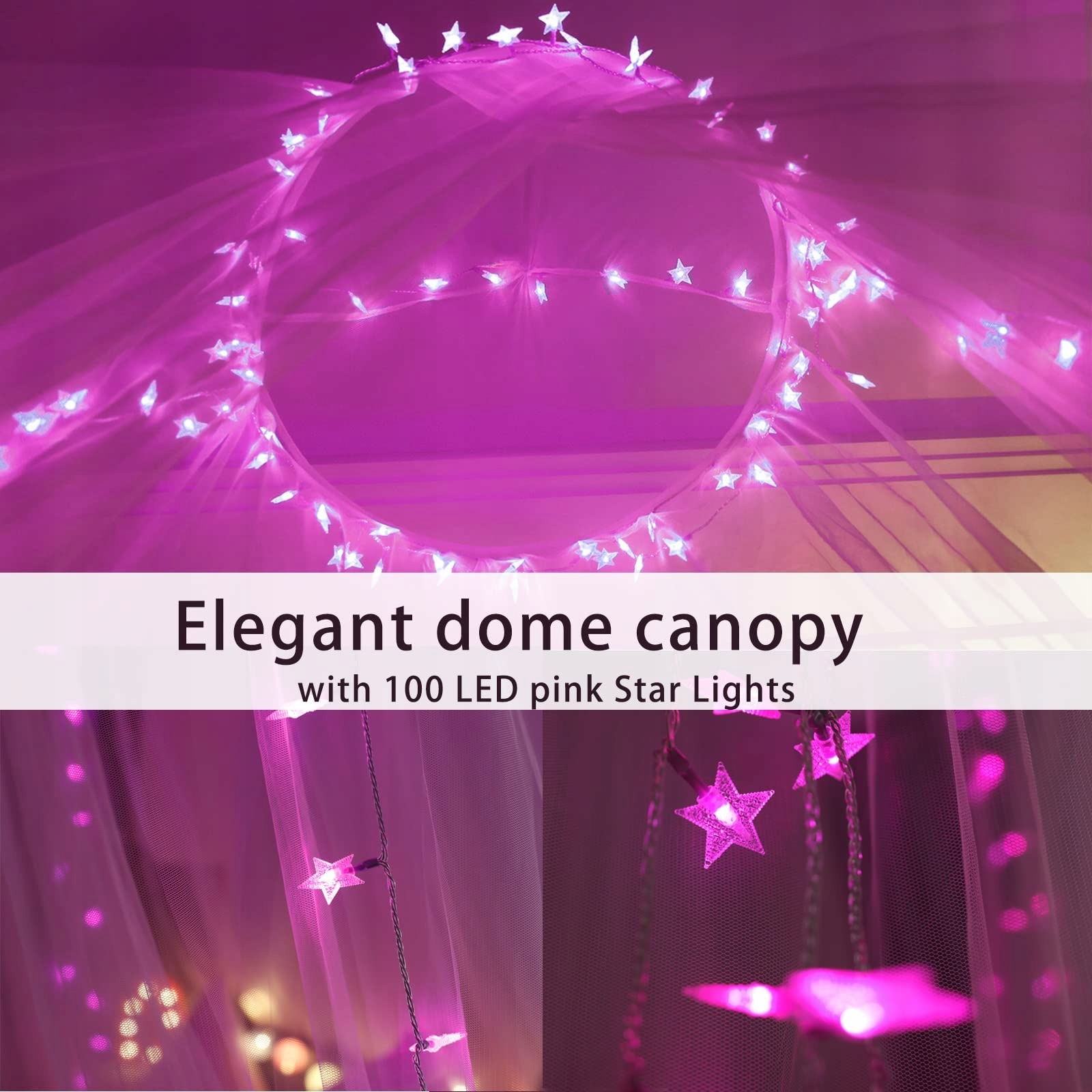 HEYCOLOR BALDACHIM OZDOBNY ŚWIETLNY GIRLANDA LAMPKI 100 LED — miniatura 4