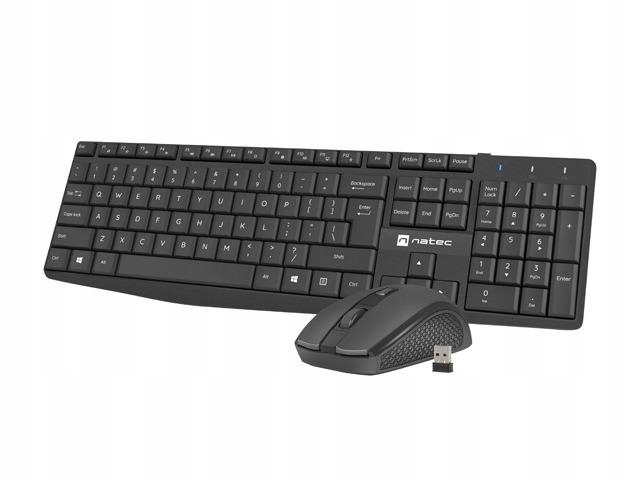 Natec Zestaw KLawiatura Mysz Bezprzewodowa Do Komputer Laptop Us Squid