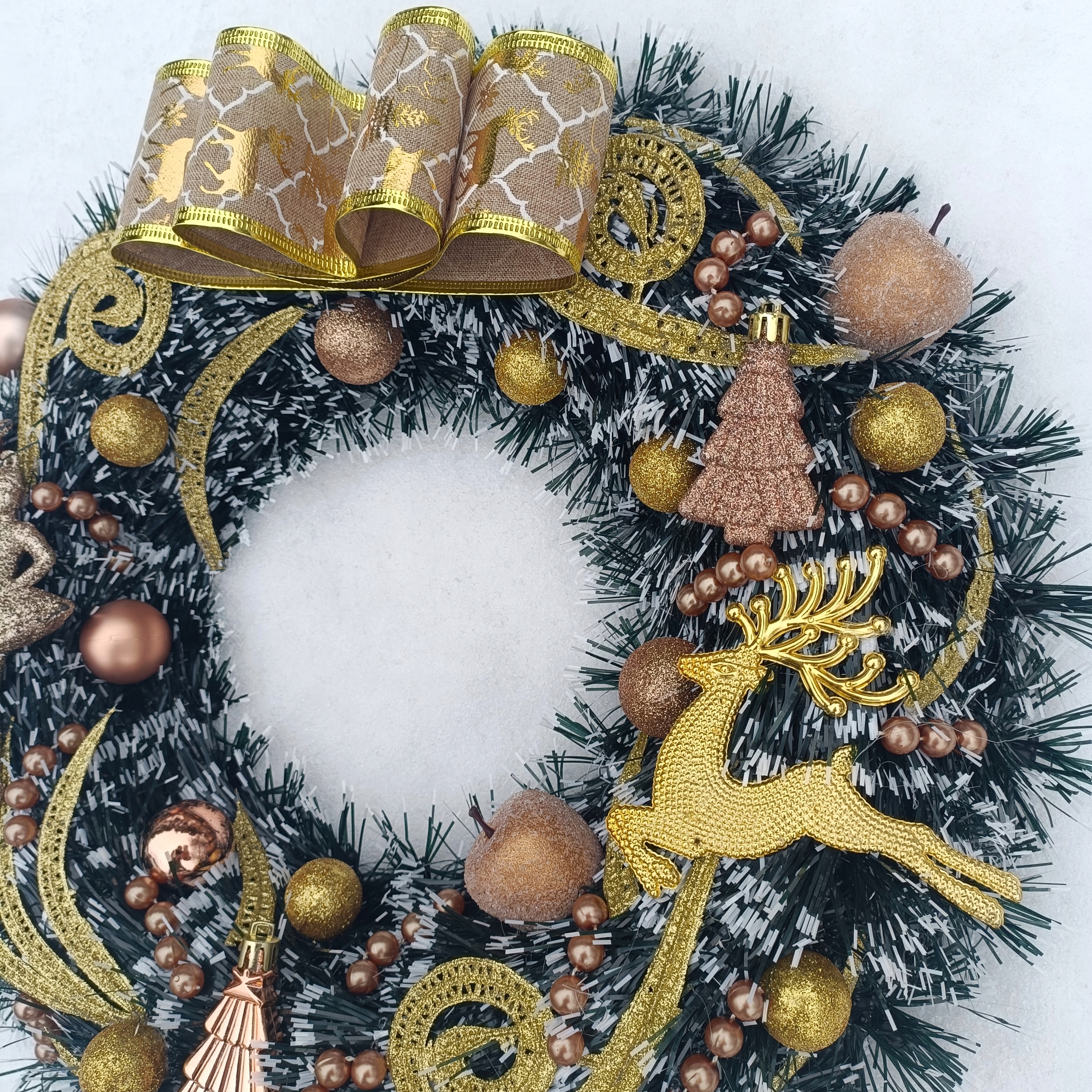 BOŻONARODZENIOWY WIANEK ZŁOTY NA DRZWI ŚWIĄTECZNY STROIK WIGILJNY RENIFER Marka inna