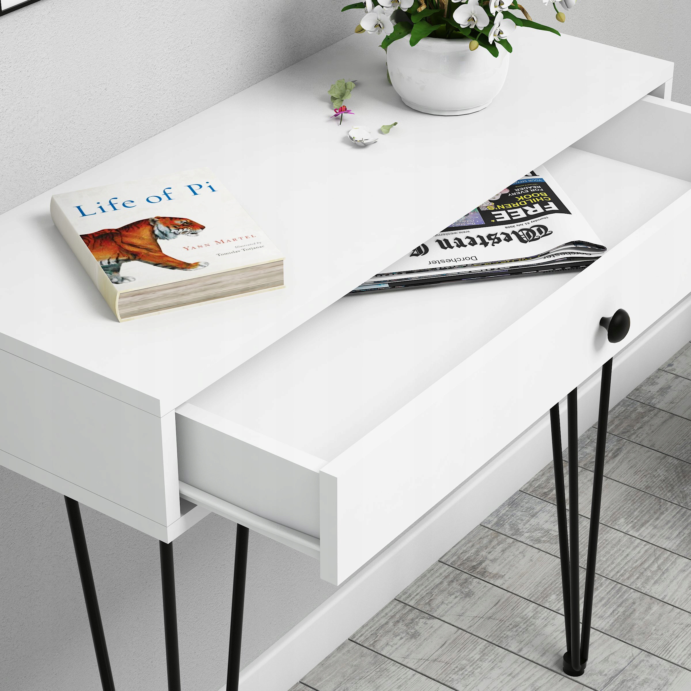 KONSOLA KOMODA KREDENS INDUSTRIAL LOFT BIAŁA Wysokość mebla 90 cm