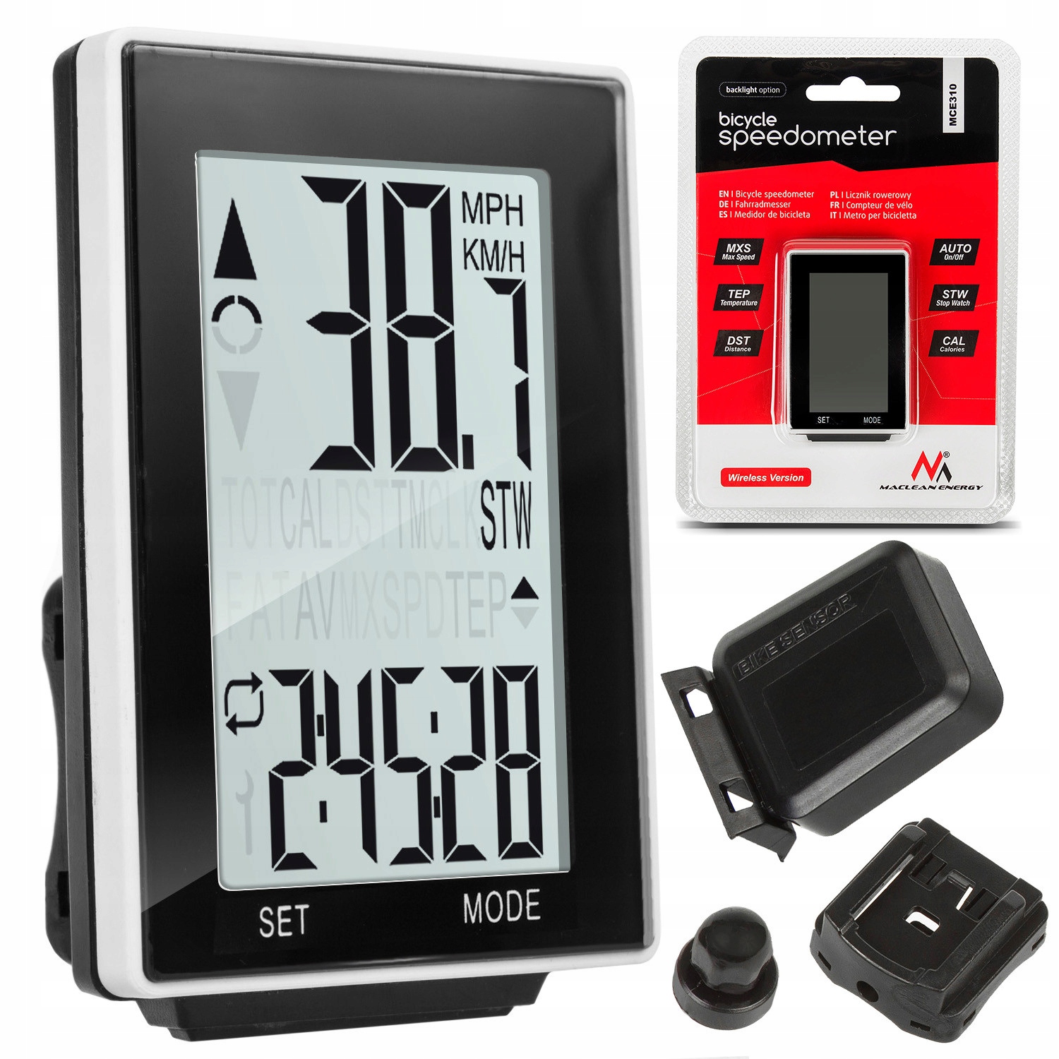 BEZPRZEWODOWY LICZNIK ROWEROWY PODŚWIETLANY 16W1