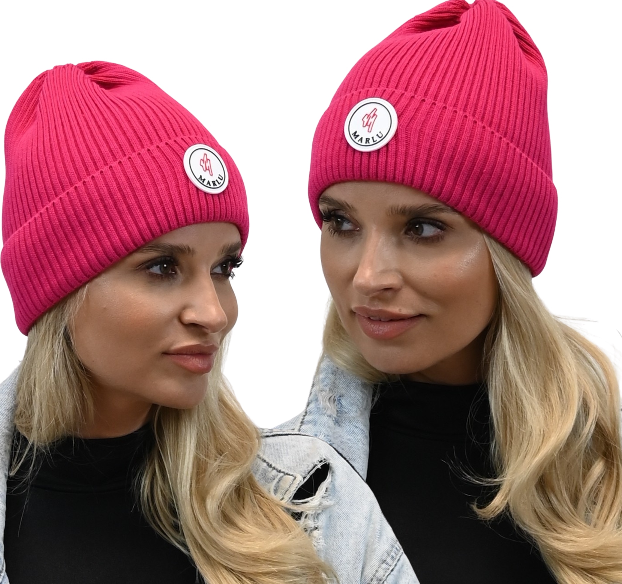 

Amarantowa Modna Czapka Jesienna Beanie n1