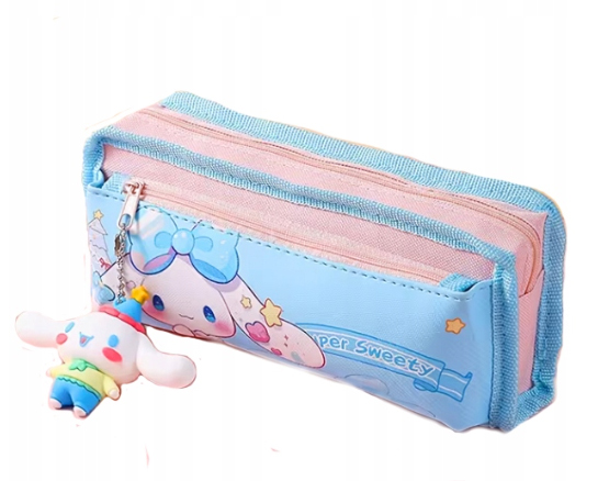 Cinnamoroll PIÓRNIK-SASZETKA PRZYBORNIK DWUKOMOROWY SZKOLONY PRZEDSZKOLONY
