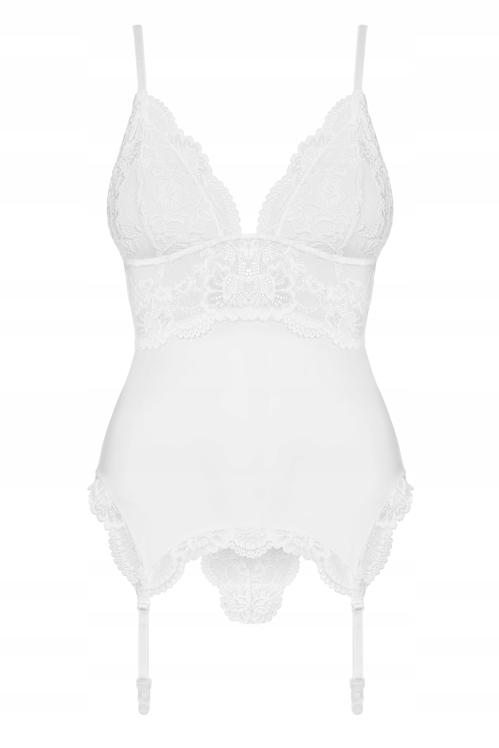 Spodní Prádlo Sexy Korzet Obsessive 810-COR-2 Krajkový S Tangy Bílý L/XL