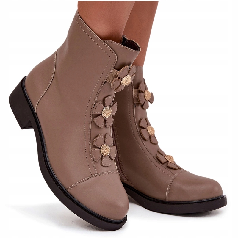 Dámské Kotníkové Boty Přírodní Kůže Zateplené Dekorativní Květiny Jezzi Béžové 36