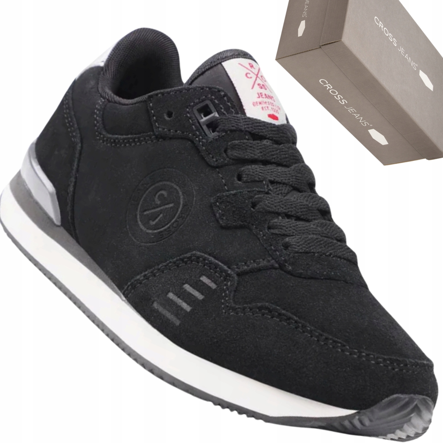 Cross Jeans II2R4028C czarne sneakersy damskie, skórzane buty sportowe