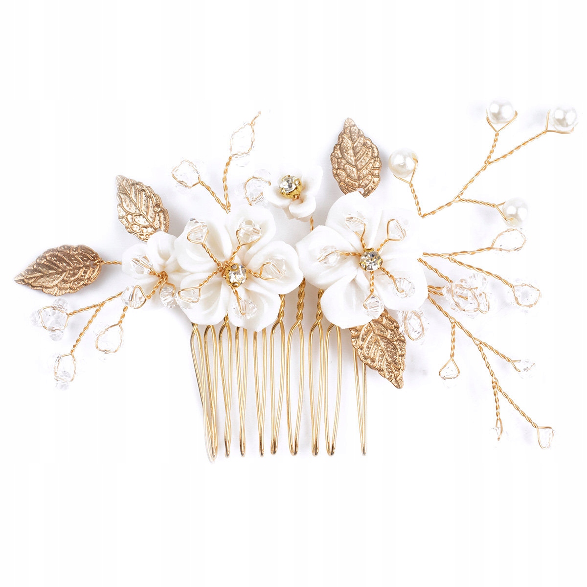 Ozdoba ślubna do włosów GRZEBYK ŚLUB kryształki kwiaty