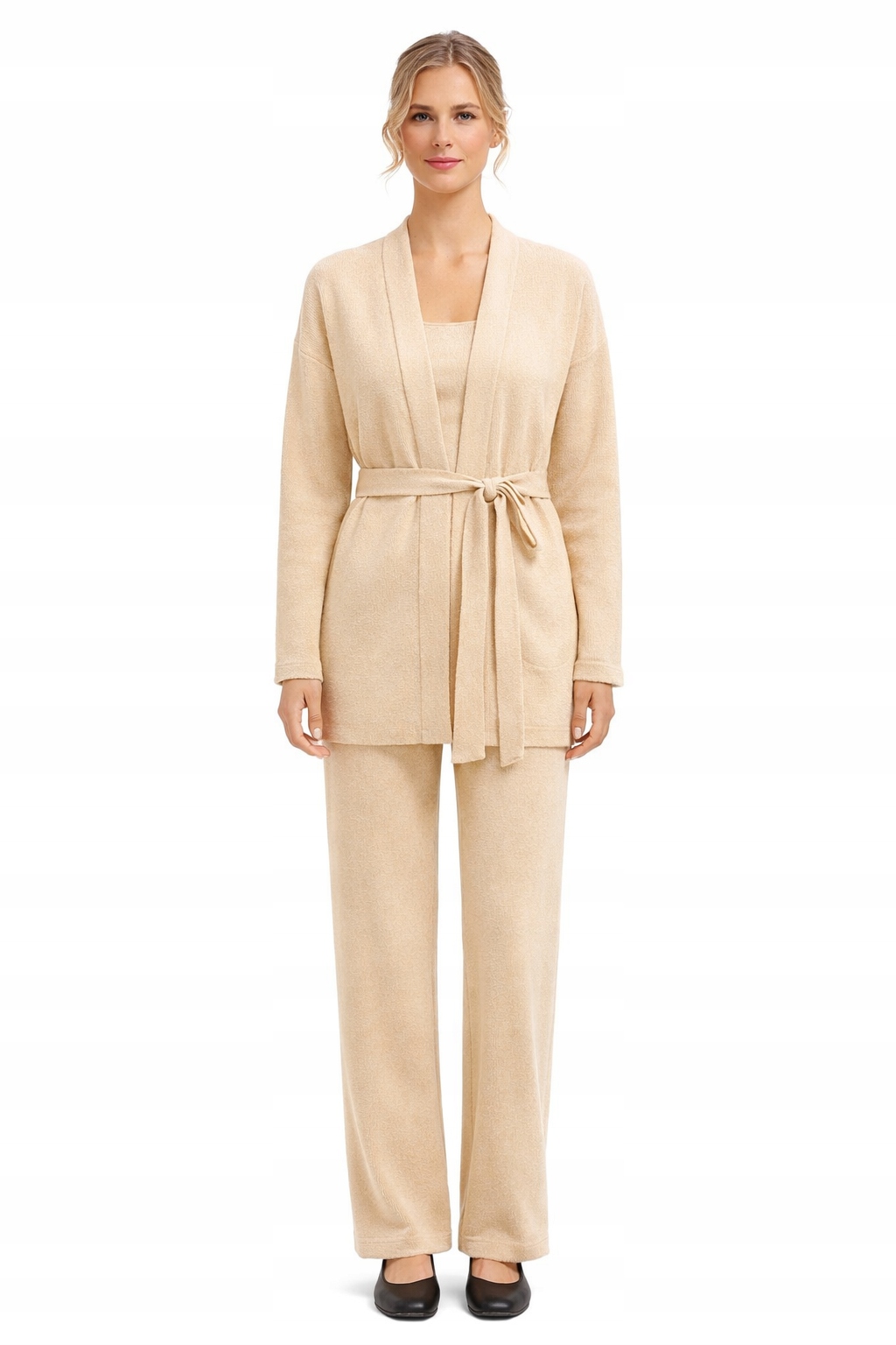 Klasický Komplet S Vázáním V Béžové Barvě S/m 1I3A