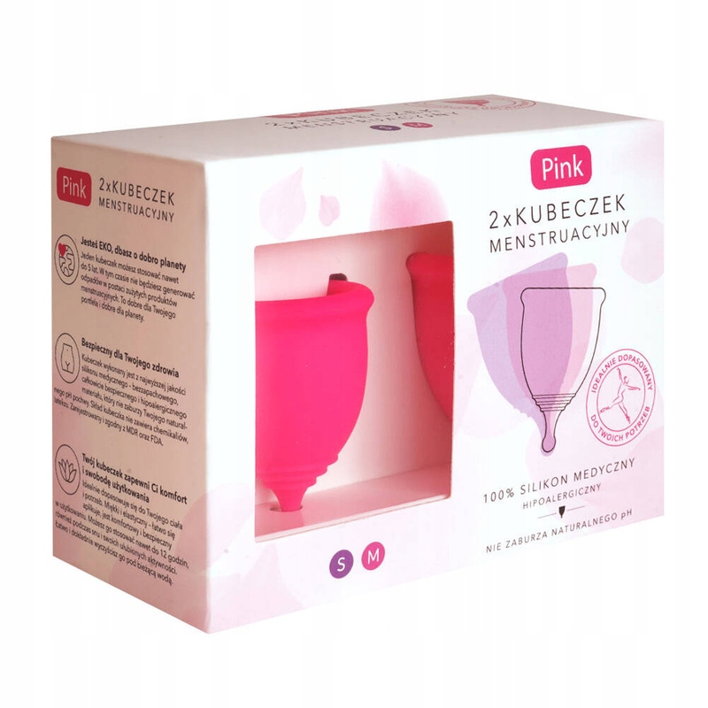 2 x Pink Kubeczek menstruacyjny rozmiar S M duopack 2 sztuki