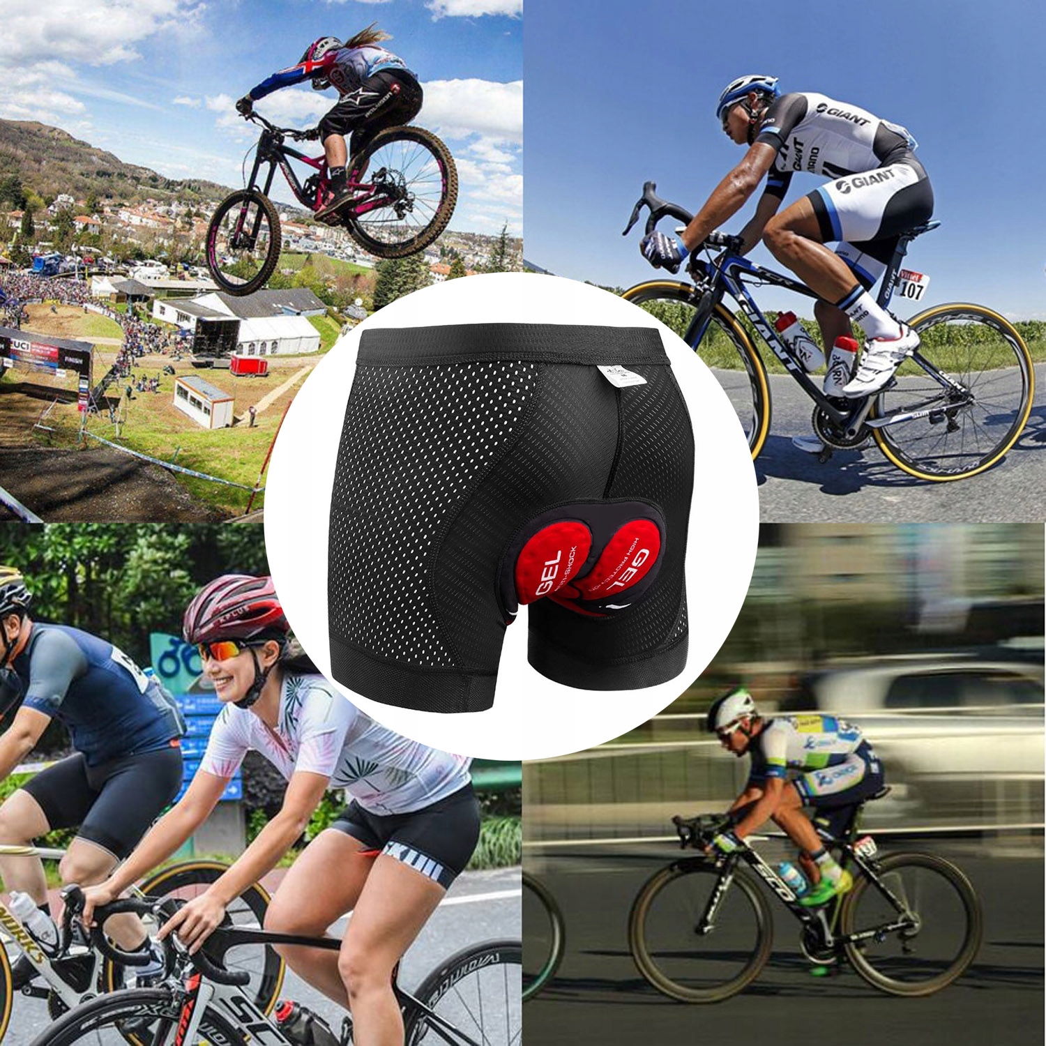 SPODENKI ROWEROWE SZORTY Z WKŁADKĄ 3D ŻELOWĄ SZORTY BOKSERKI NA ROWER L Kod producenta 565you