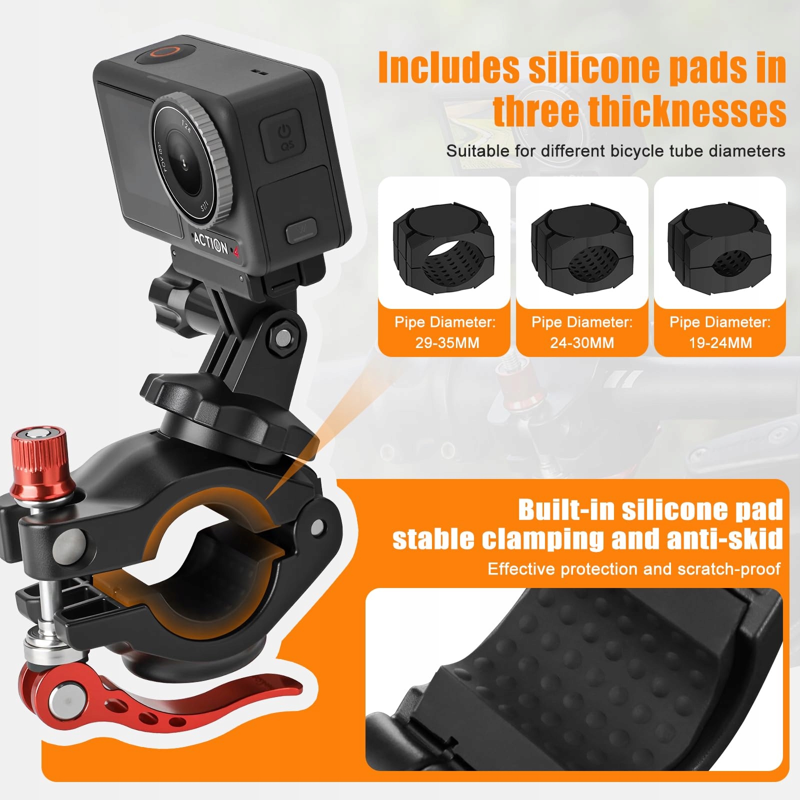 Uchwyt Na Kierownicę Roweru Motocykla Do Kamer DJI GoPro Insta360 SYACHI — miniatura 3