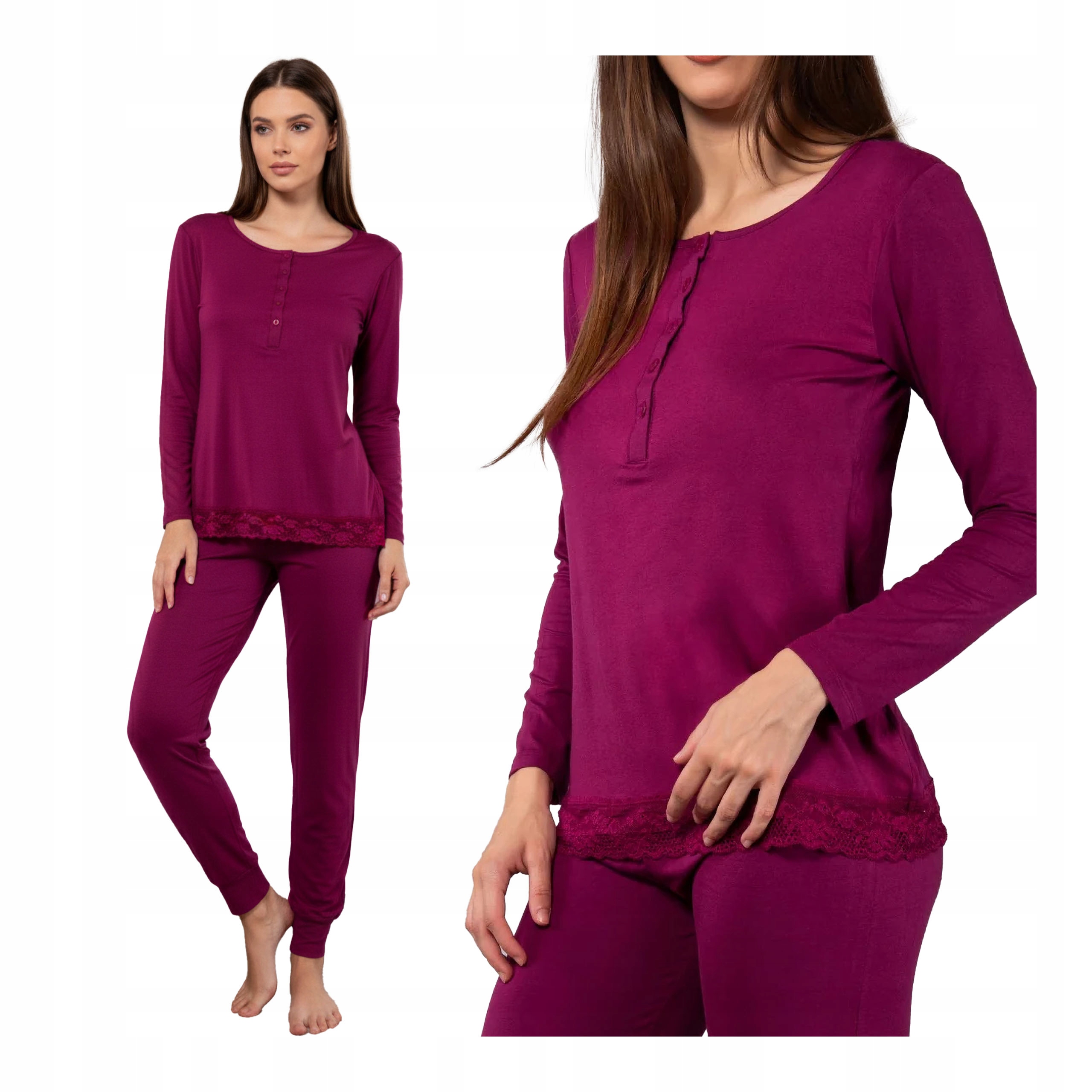 Dámské dvoudílné pyžamo s dlouhým rukávem 4XL z viskózy, zimní komplet Sielei