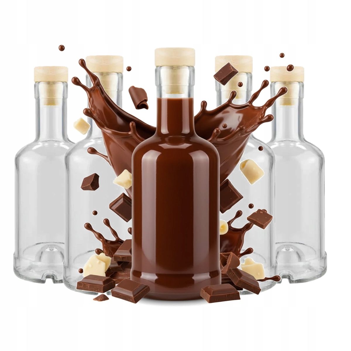 50 x Sklenené fľaše Tadek 250 ml na alkoholové tinktúry, likér, džús, Darček