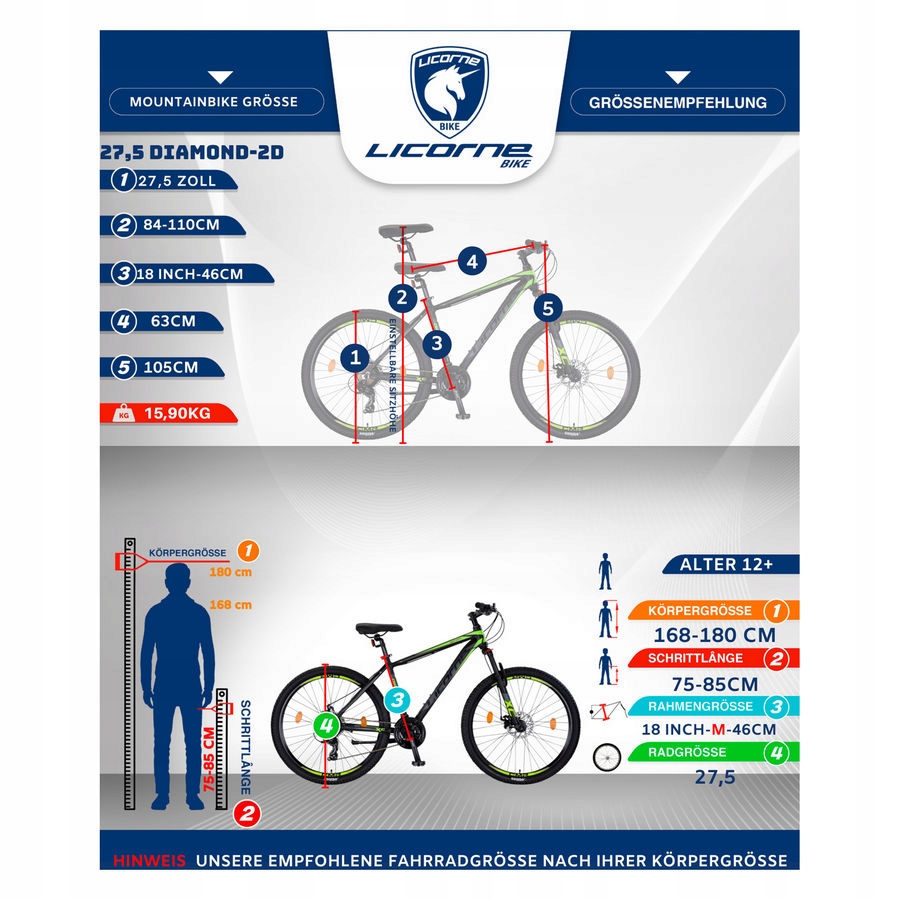 Rower górski 27,5 Diamond alu rama blokada widelca Rozmiar ramy 18 cali