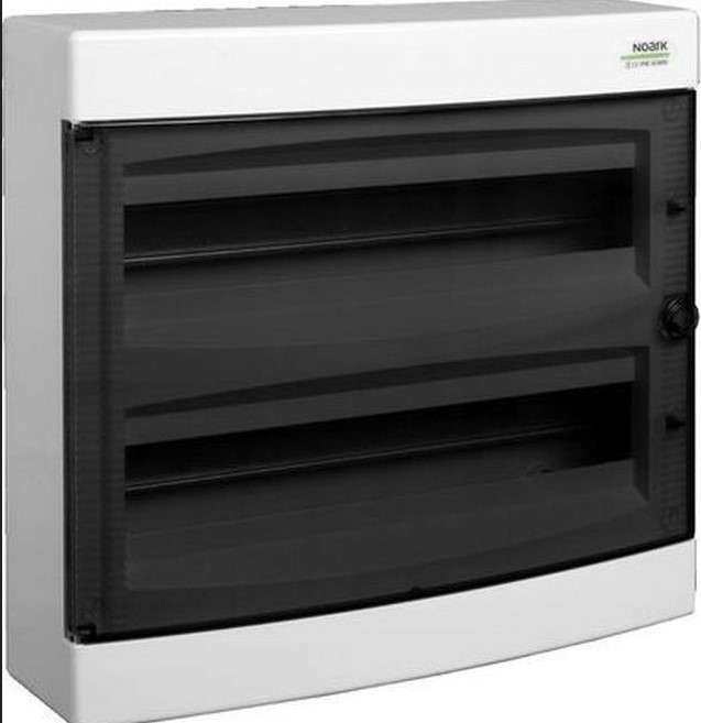 Plast. obudowa instal., przezr. drzwi, natynk., IP40, 2 rzędy, 2x18 modułów