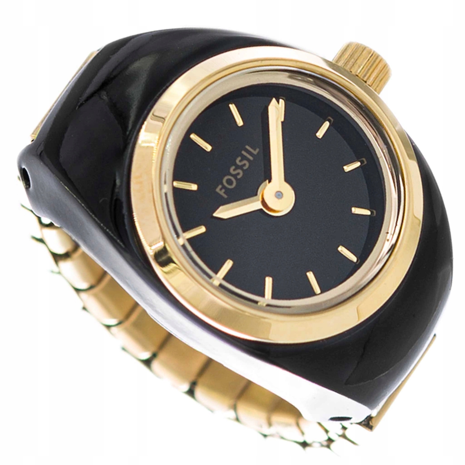 Dámské Hodinky Fossil ES5413 Watch Ring Prstýnek Elegantní Černo-zlaté