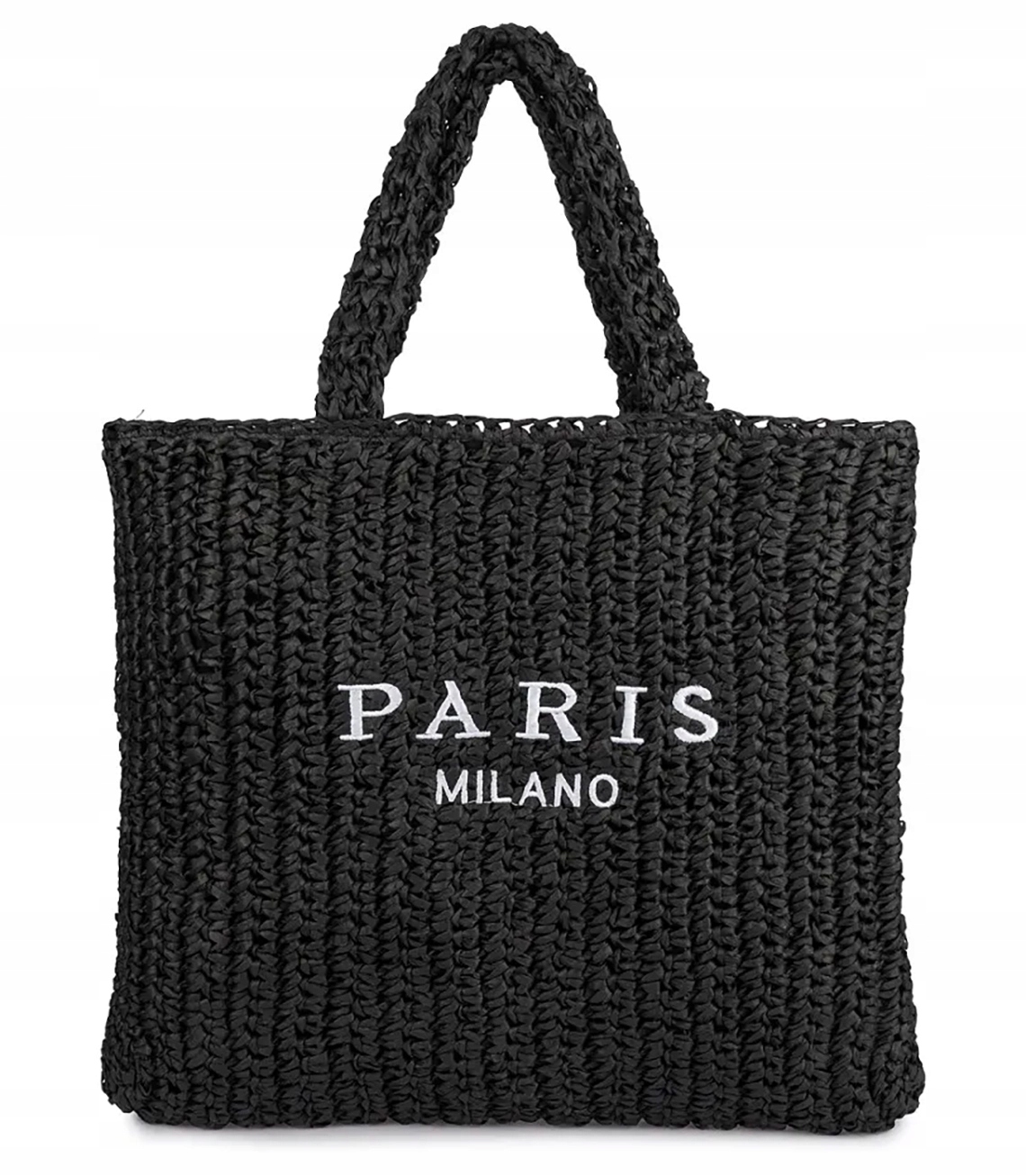 Velká pletená taška typu shoperka se zapínáním na zip s nápisem Paris