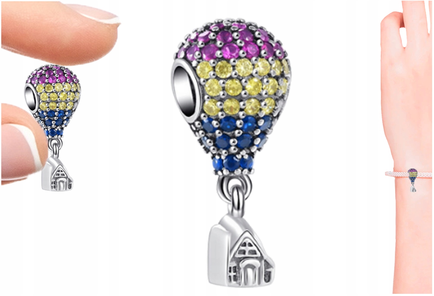 2 x Charms Korálek Přívěsek Balon Pave Trusky