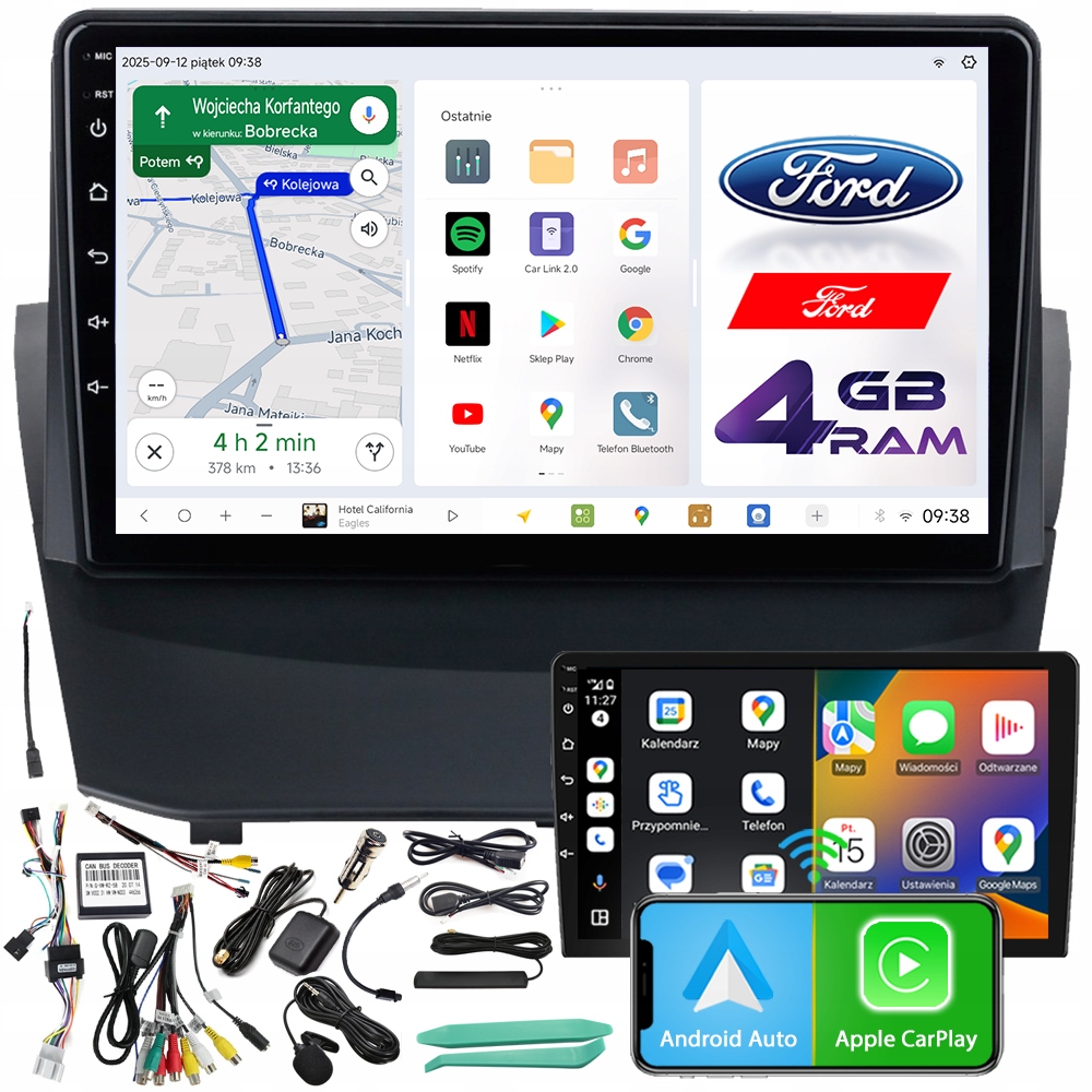 Automobilové Rádio Ncs D9 Ford Fiesta Mk7 2009-2017 Navigácia 4GB Lte