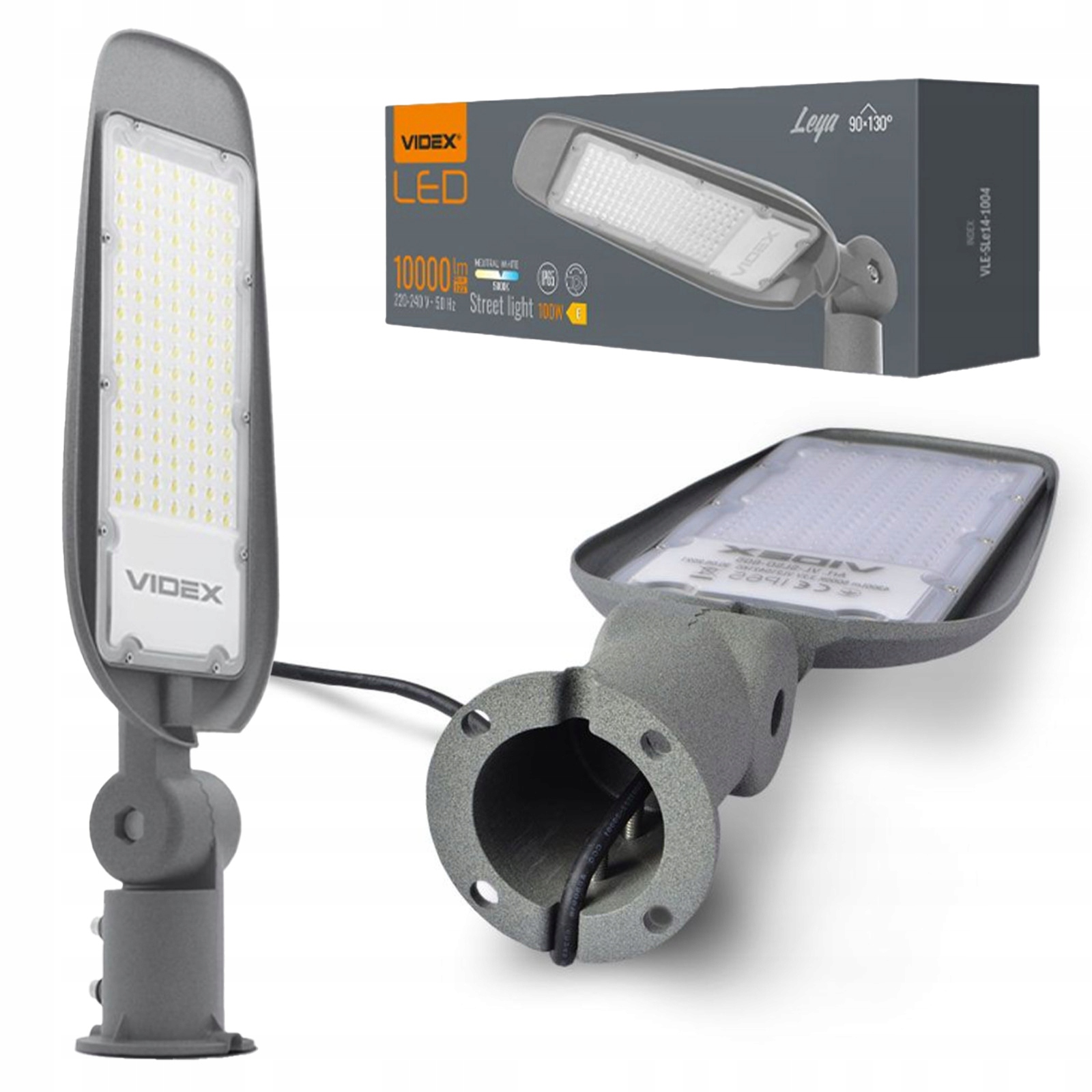Led pouličná lampa 100W 10000lm 5000K neutrálna 130° 0.48A šedá Videx