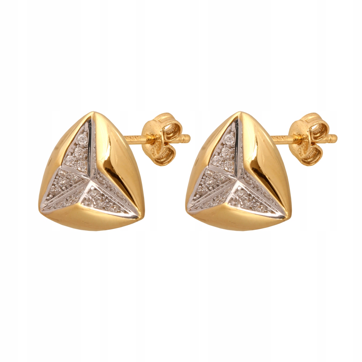 

Złote Kolczyki 585 TRóJKĄTNE Z Białym Złotem