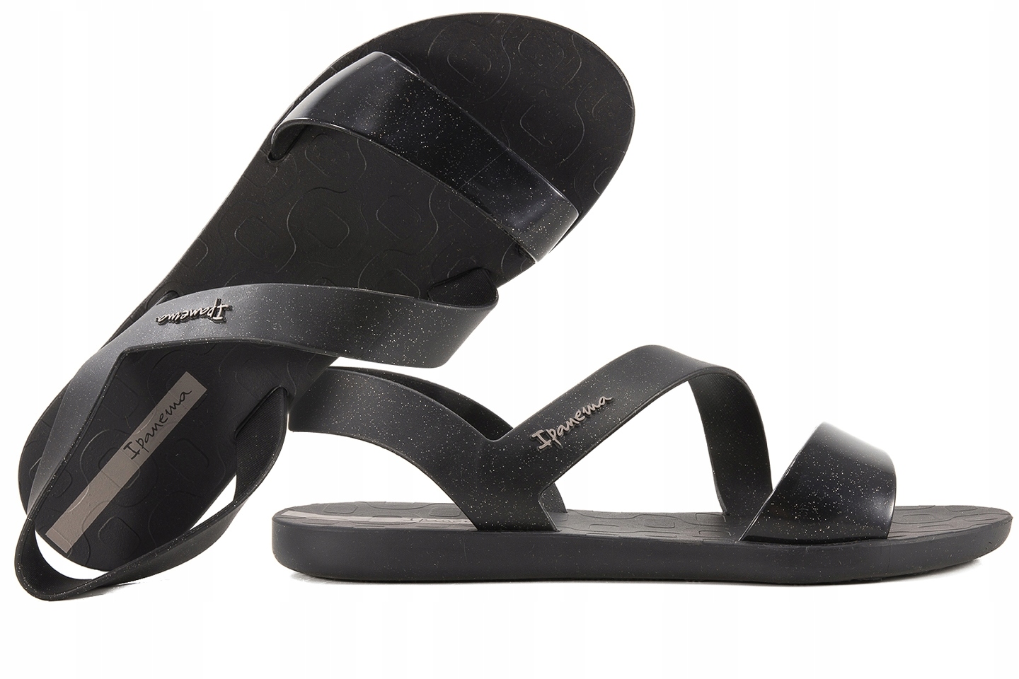 Ipanema 82429 Vibe Ploché Plážové Sandály černé se třpytkami 41/42 Černá