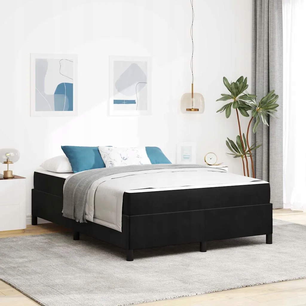 vidaXL Rám postele s matrací Černá 140 x 200 cm textil