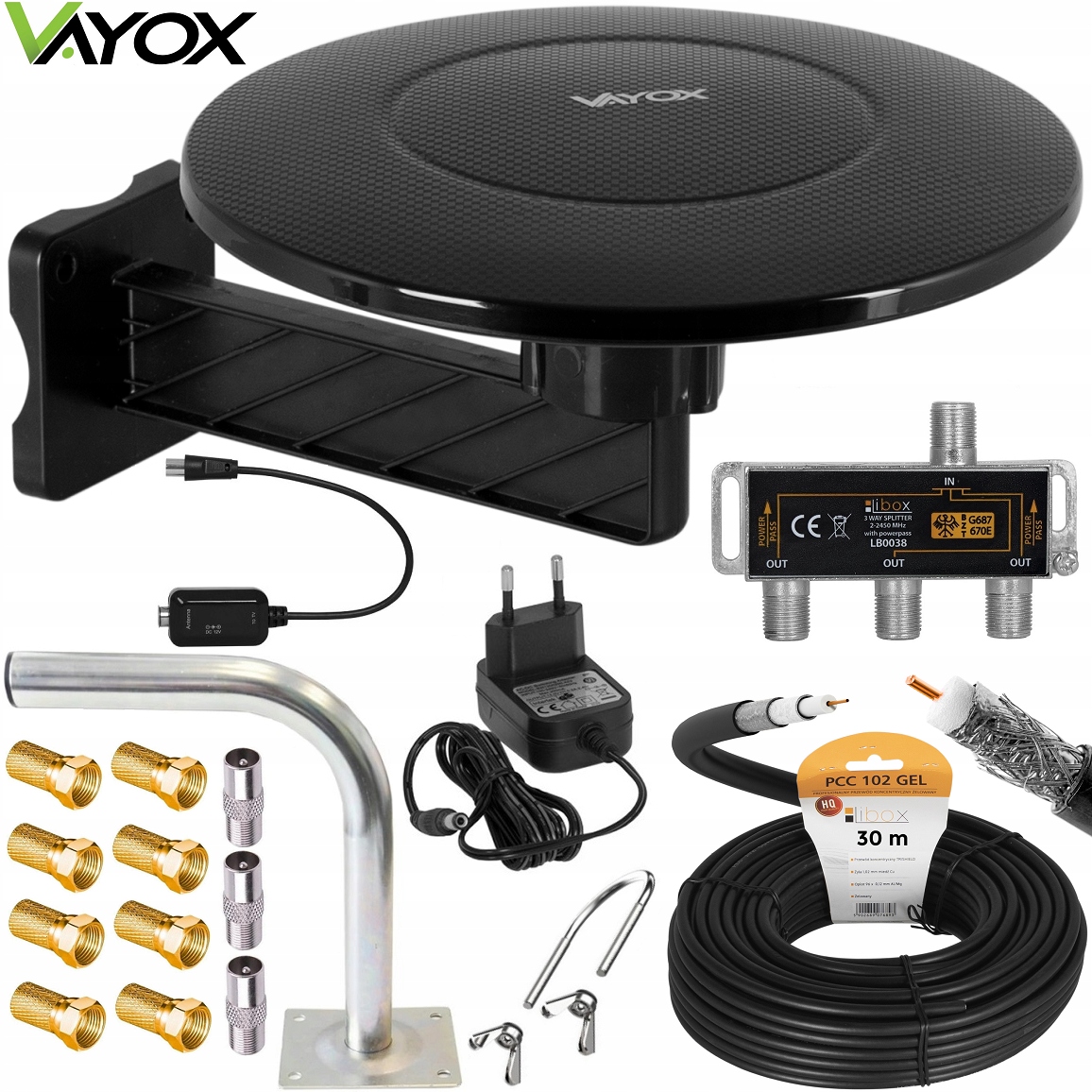 Všesměrová Anténa DVB-T2 MUX8 Lte Sada 3TV Vayox