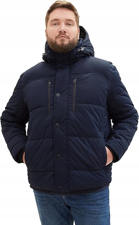 Tom Tailor Pánská Bunda S Kapucí Prošívaná, Tmavě Modrá Plus Size 4XL Jxi
