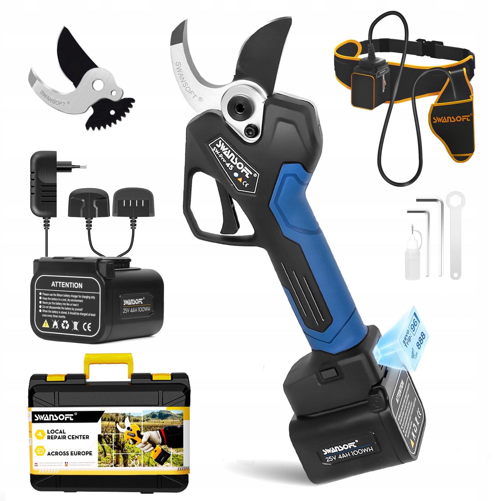 Swansoft 45mm Profesionálne elektrické záhradnícke nožnice, elektrické záhradnícke nožnice PRU45