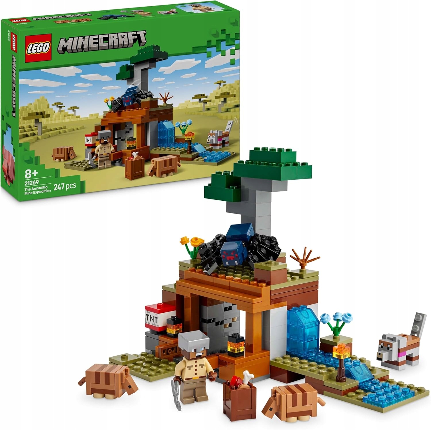 Lego Minecraft 21269 Výprava do obrněného dolu Tnt, pavouk, vlk