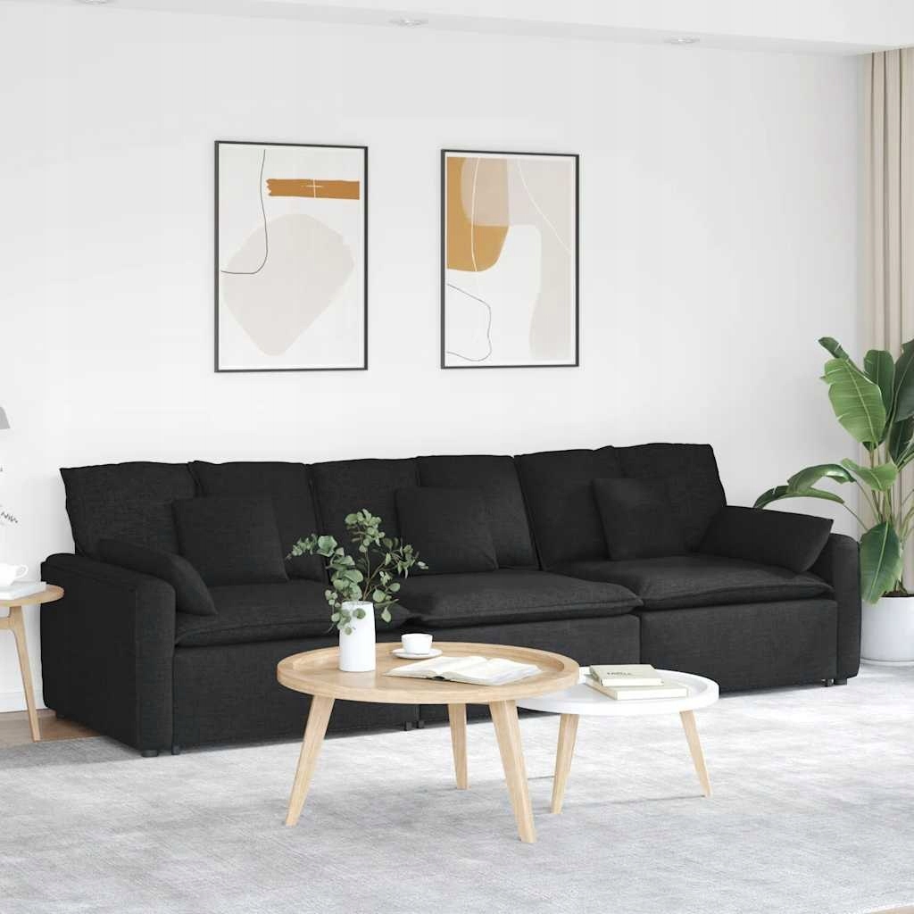 SOFA MODUŁOWA Z PODUSZKAMI CZARNA
